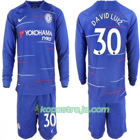 Billiga Fotbollströjor Chelsea David Luiz 30 Barn Hemma tröja 2018/19 Långärmad
